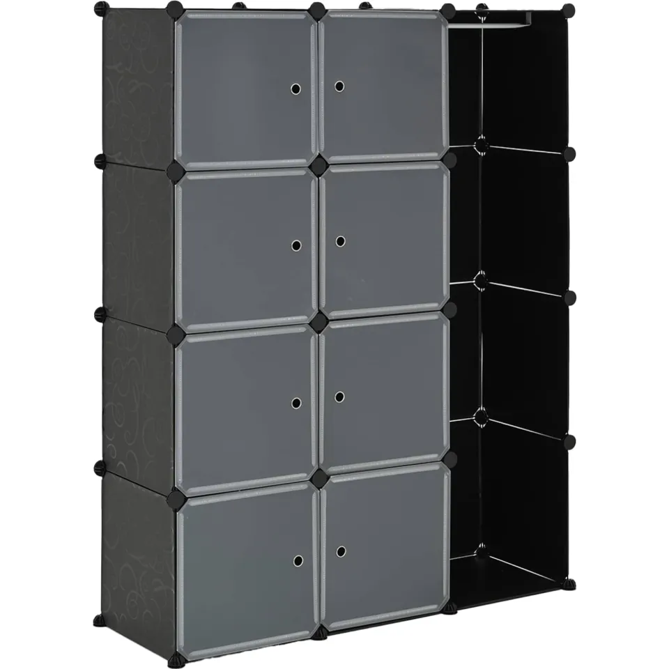 vidaXL Kast met 9 vakken modulair 109x36,5x143 cm zwart en wit, foto 3