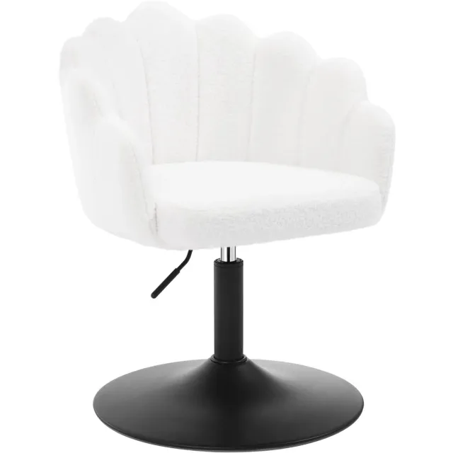 Klarven Kaptafelstoel Stof wit - Vanity Chair - Hoogteverstelbaar en 360 Graden Draaibaar - Zachte Ergonomische Rugleuning - Draagkracht 150 kg - B55xd50xh78,5cm