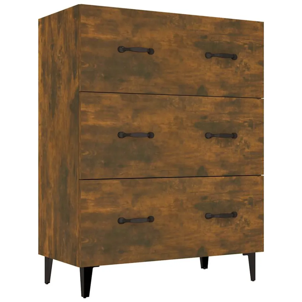 vidaXL Dressoir 69,5x34x90 cm bewerkt hout gerookt eikenkleurig Bruin