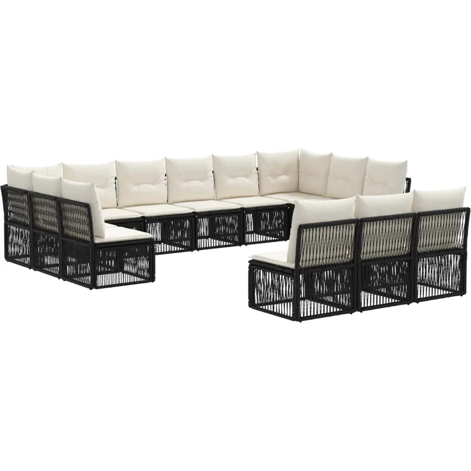 vidaXL Tuinbankenset 13 st Zwart poly rattan