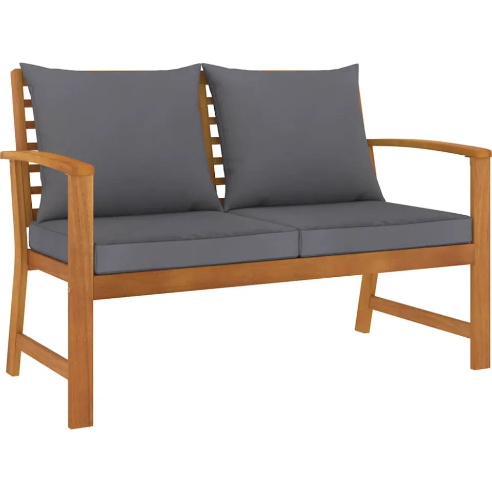 vidaXL 3-delige Loungeset met kussens massief acaciahout grijs, foto 4