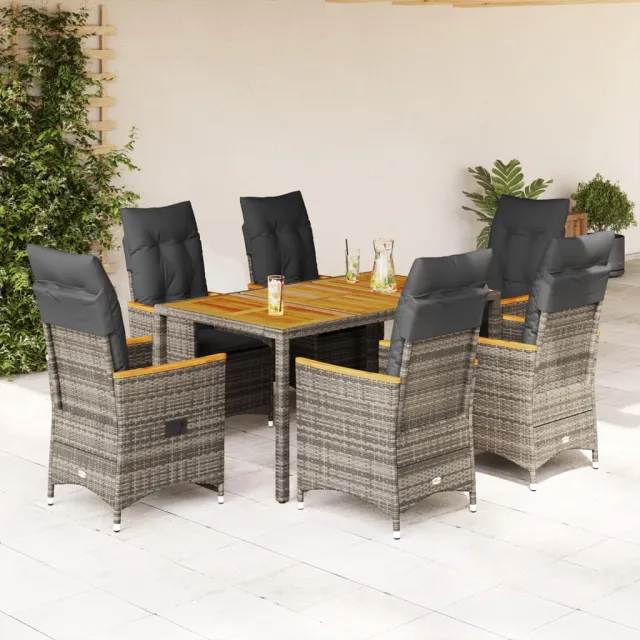 vidaXL 7-delige Tuinset met kussens poly rattan grijs, foto 2