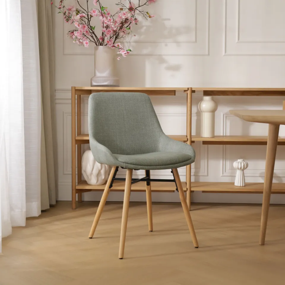 Nolon Nena-Isa eetkamerstoel saliegroen - houten onderstel, foto 2