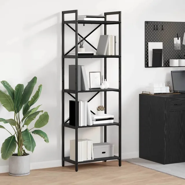 vidaXL Boekenkast 5-laags 56 x 34 x 171 cm Bewerkt hout Zwart Eiken, foto 2