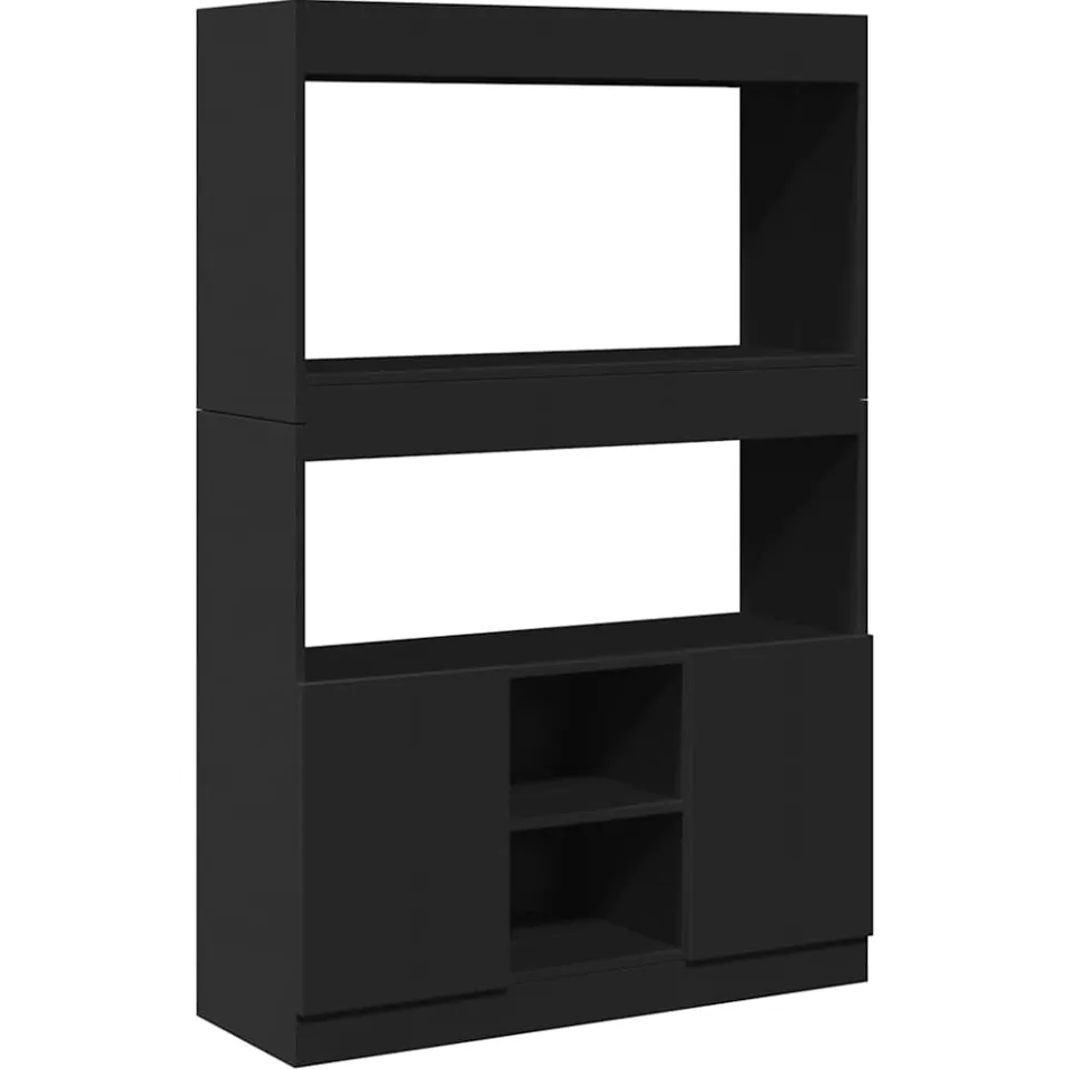 vidaXL Hoge kast 92x33x140 cm bewerkt hout zwart