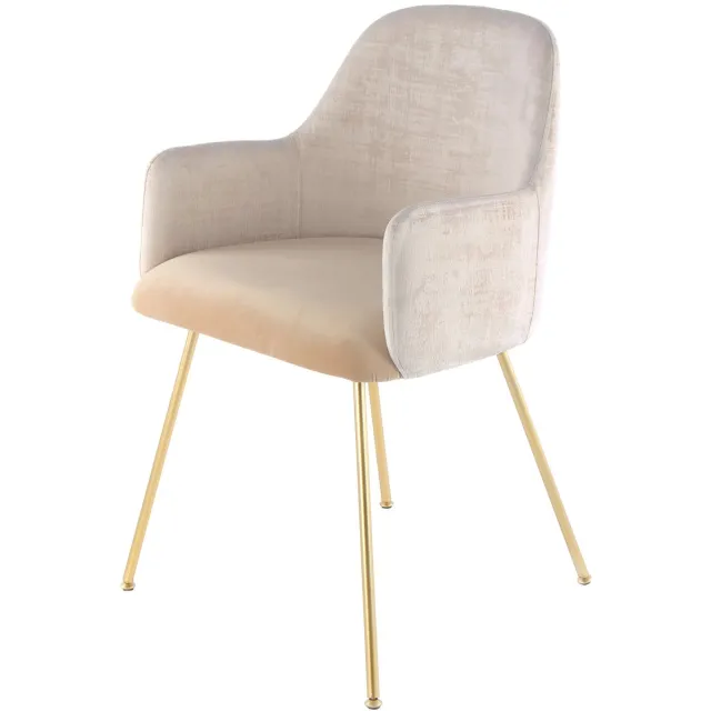 Kayoom Stijlvolle Design Eetkamer-/Woonkamerstoel «Richard 525» – Luxe Stoffering & Metaal Frame – Modern & Comfortabel beige