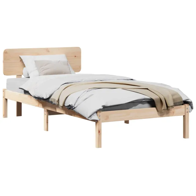vidaXL Bedframe met hoofdeinde Naturel 80 x 200 cm Massief grenenhout Bruin