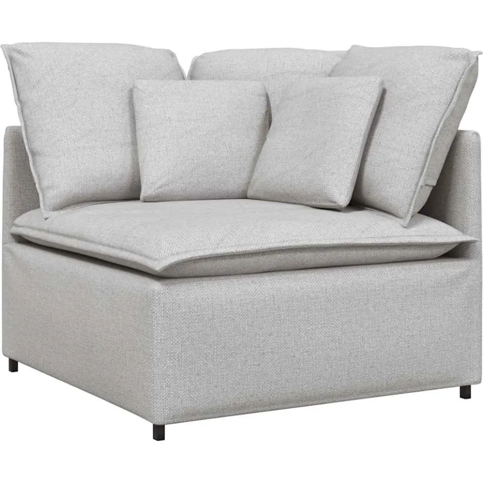 vidaXL Modulaire hoekmodule bank met kussens 100 cm wolk grijs, foto 3