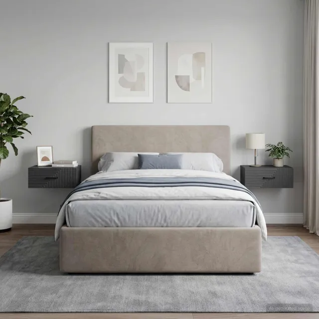 vidaXL Wandbeugel Bedkast 2 st Zwart 49 x 34,5 x 20 cm Bewerkt hout, foto 2