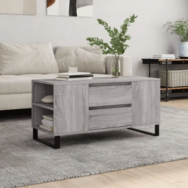 vidaXL Salontafel 102x44,5x50 cm bewerkt hout grijs sonoma eikenkleur, foto 2