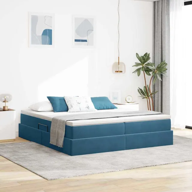 vidaXL Opbergbed met matras Donkerblauw 180 x 200 cm Fluweel