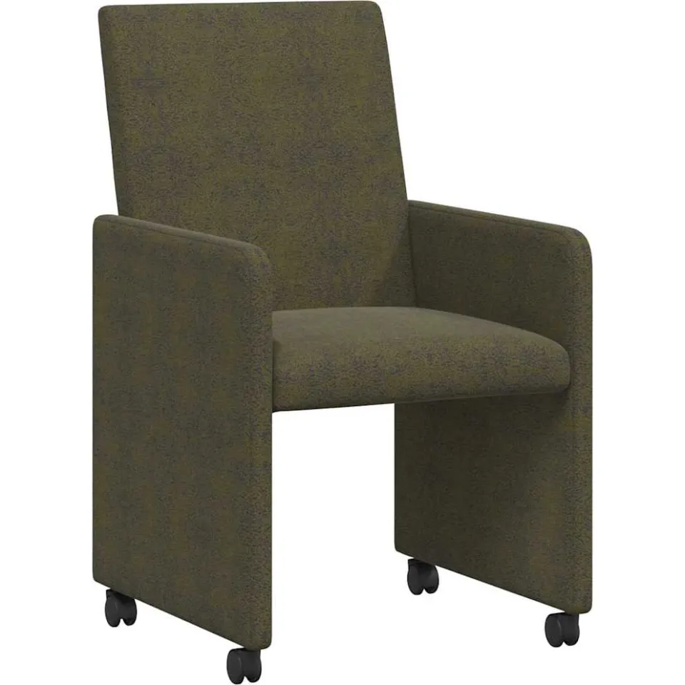 vidaXL Eetkamerstoelen met Wieltjes 2 st Faux suede leer Leger groen