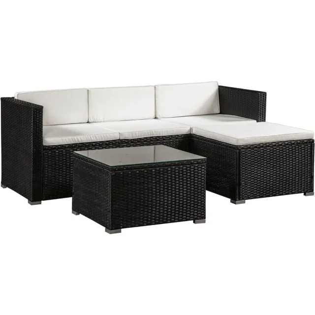 Juskys Polyrotan Loungeset Punta Cana M - Zwart