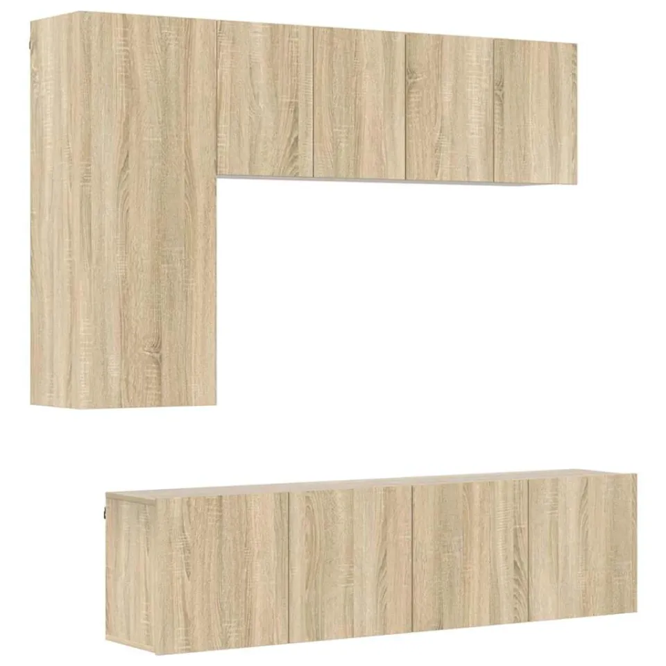 vidaXL 5-delige Tv-wandmeubelset bewerkt hout sonoma eikenkleurig Bruin