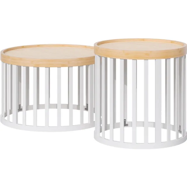 Vicco Salontafel set Enara, Bamboe/Wit, x cm met 2 delen