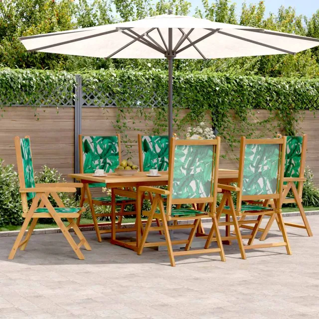 vidaXL 7-delige Tuinset bladpatroon stof en massief hout groen, foto 2