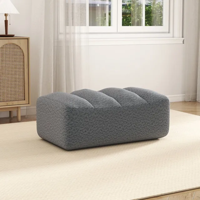 MODENUIT Ottoman – 104 x 61 x 45 cm – 32D Schuim – Fleece – Grijs – Voor Binnen – Rechthoekig – Zonder Montage