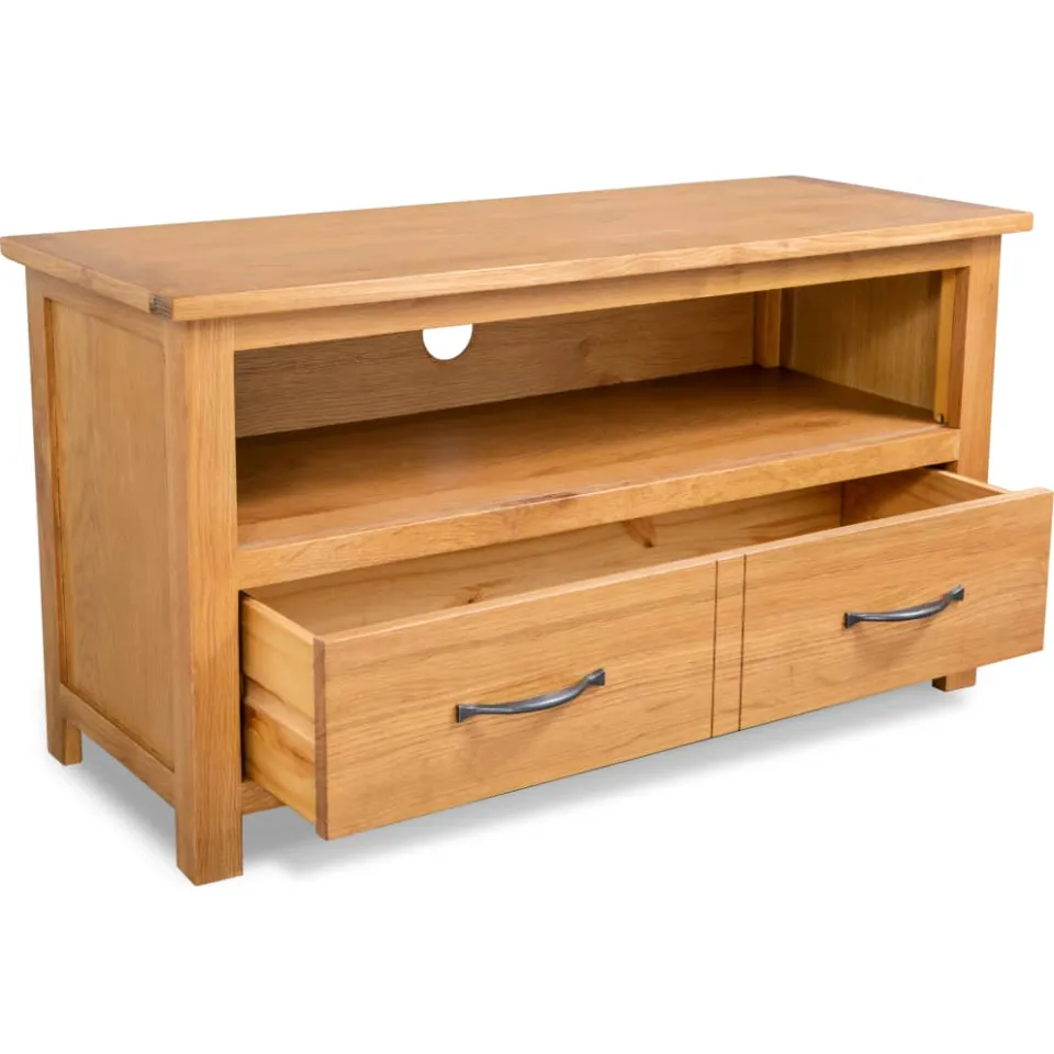 vidaXL Tv-meubel 90x35x48 cm massief eikenhout, foto 2
