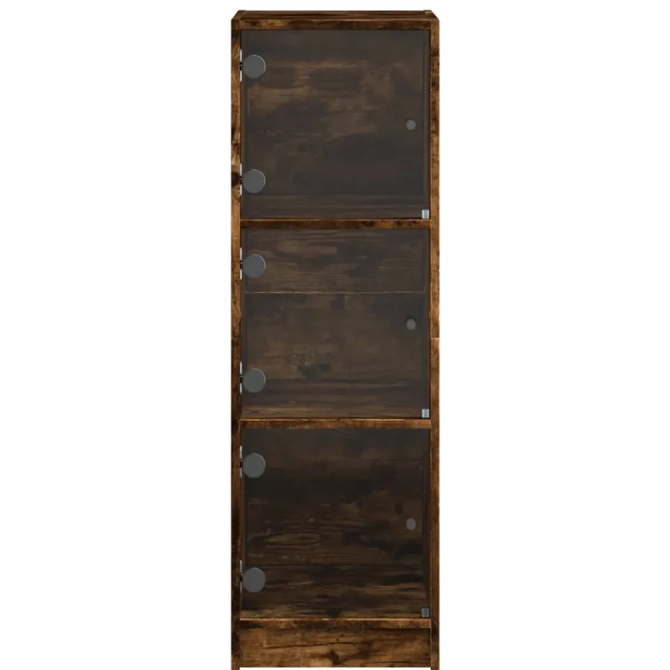 vidaXL Hoge kast met glazen deuren 35x37x109 cm gerookt eikenkleurig, foto 4