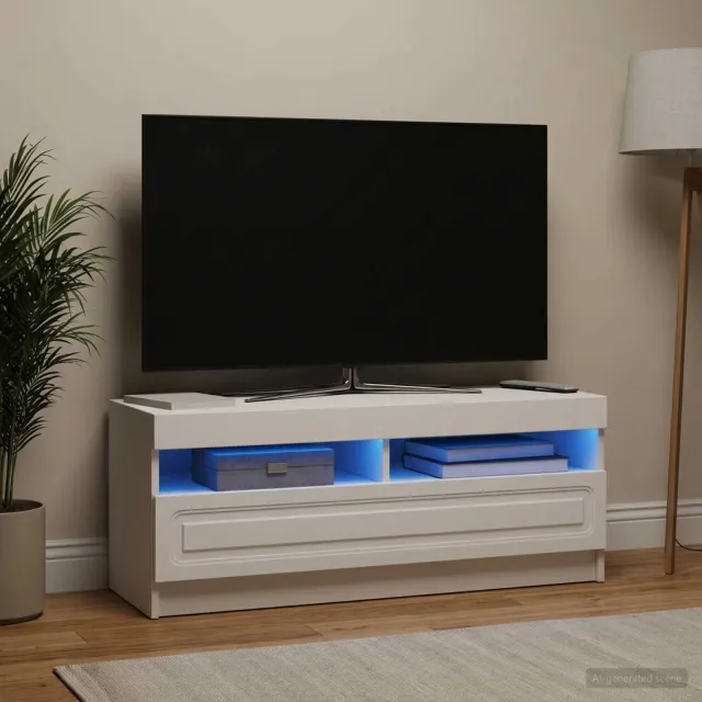 vidaXL LED tv-meubel Wit Bewerkt hout, foto 2