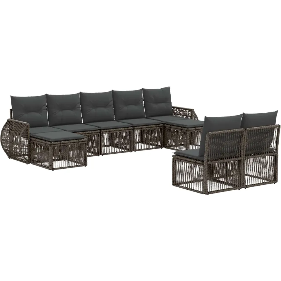 vidaXL Tuinbankenset 9 st 9-zits Grijs en Donkergrijs poly rattan, foto 3