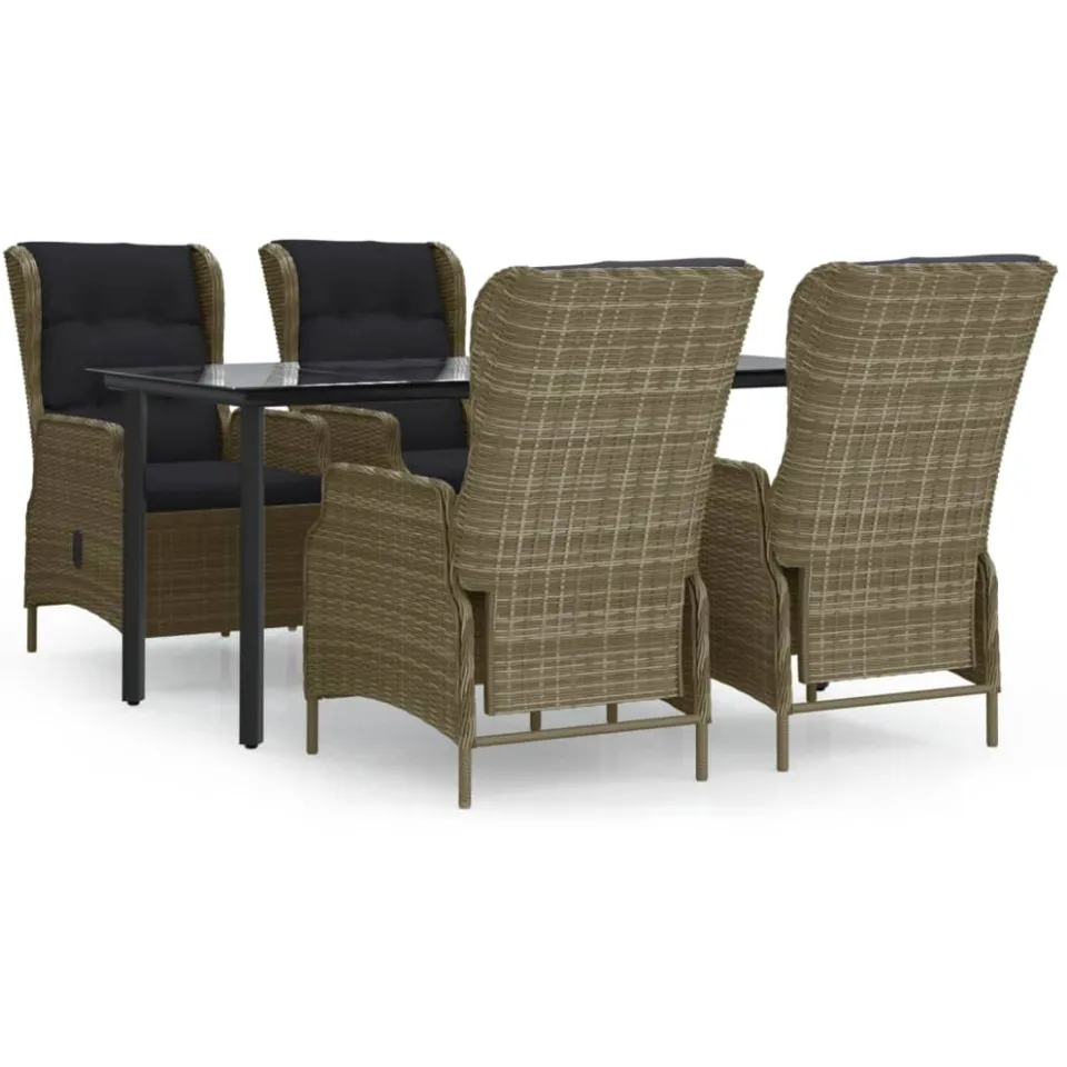 vidaXL 5-delige Tuinset poly rattan bruin
