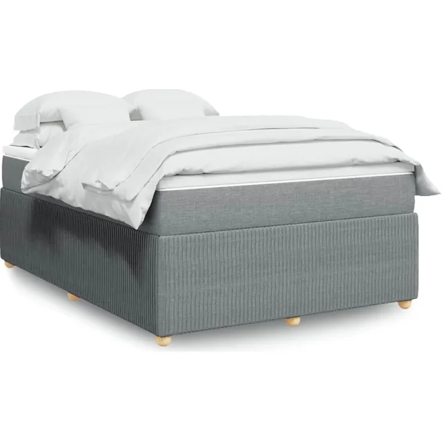 vidaXL Boxspring met matras stof lichtgrijs 140x190 cm grijs