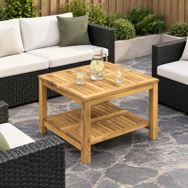 vidaXL Salontafel Witgewassen 60,5 x 60 x 45 cm Massief Acaciahout Bruin