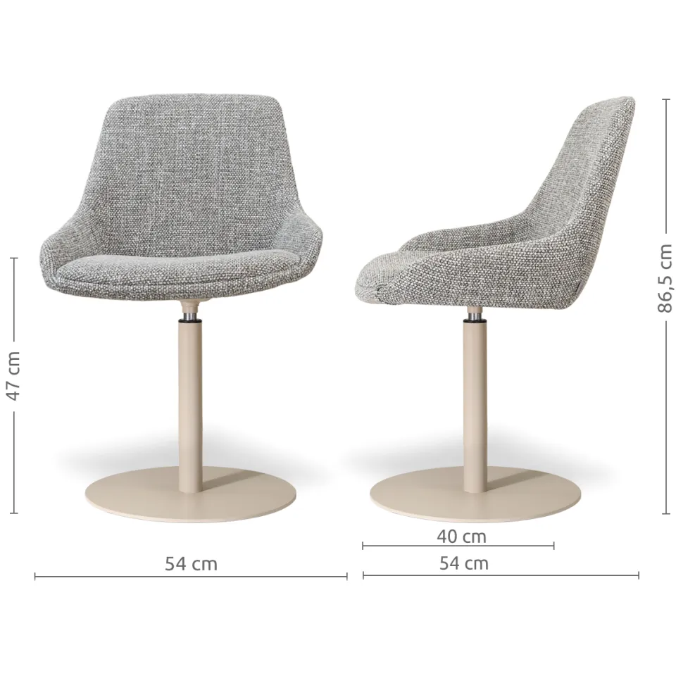 Nolon Niva-Isa draaibare tulp eetkamerstoel grijs blend - beige onderstel