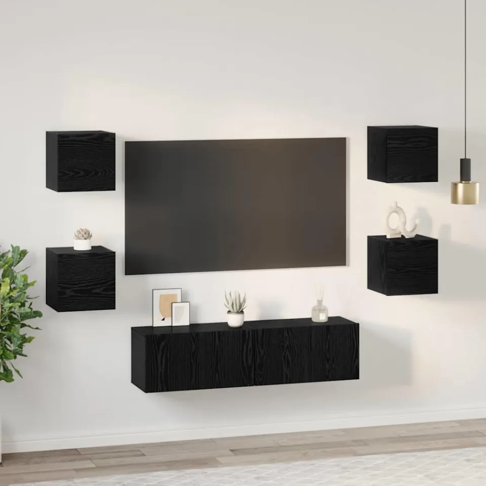 vidaXL Tv-meubelset 6 st 60 x 30 x 30 cm Zwart Eiken, foto 4