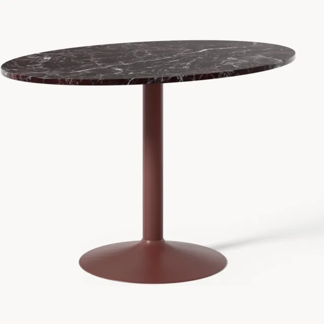 Westwing Collection Ovale eettafel Miley met marmeren blad, 120 x 80 cm Wijnrood