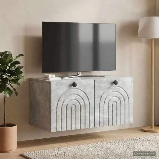 vidaXL Wandbeugel TV-kast Betongrijs 59,5 x 31 x 30 cm Bewerkt hout
