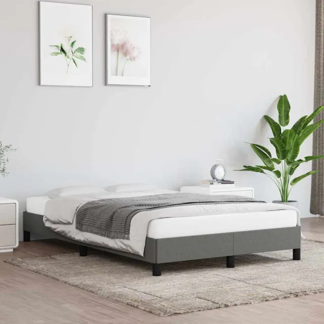 vidaXL Bedframe zonder matras 120x200 cm stof donkergrijs