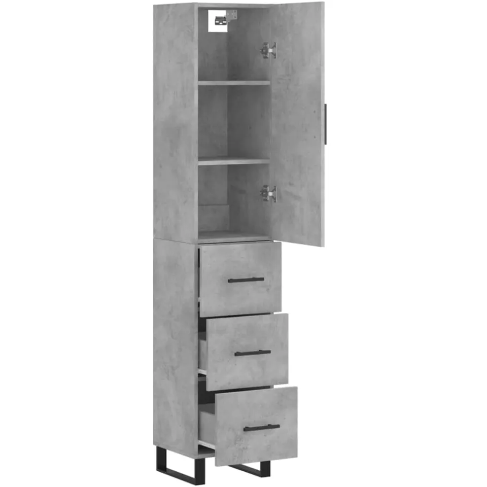 vidaXL Hoge kast 34,5x34x180 cm bewerkt hout betongrijs