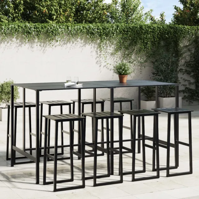 vidaXL 9-delige Tuinbarset gepoedercoat staal zwart, foto 2