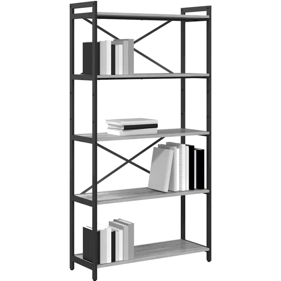 vidaXL Boekenkast 80 x 30 x 155 cm Bewerkt hout Grijs sonoma, foto 3