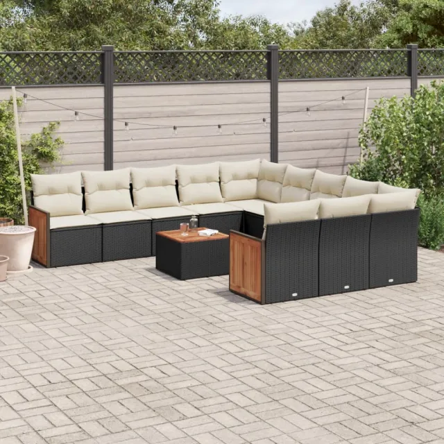vidaXL 12-delige Loungeset met kussens poly rattan zwart, foto 2
