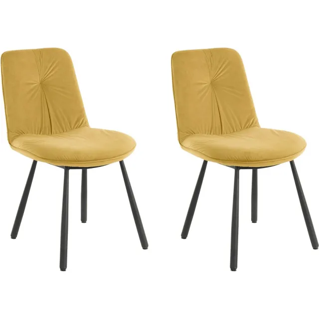 Notio Living Meryl-Eetkamerstoel - Geel Fluweel - Set van 2
