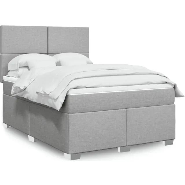 vidaXL Boxspring met matras stof lichtgrijs 160x200 cm grijs