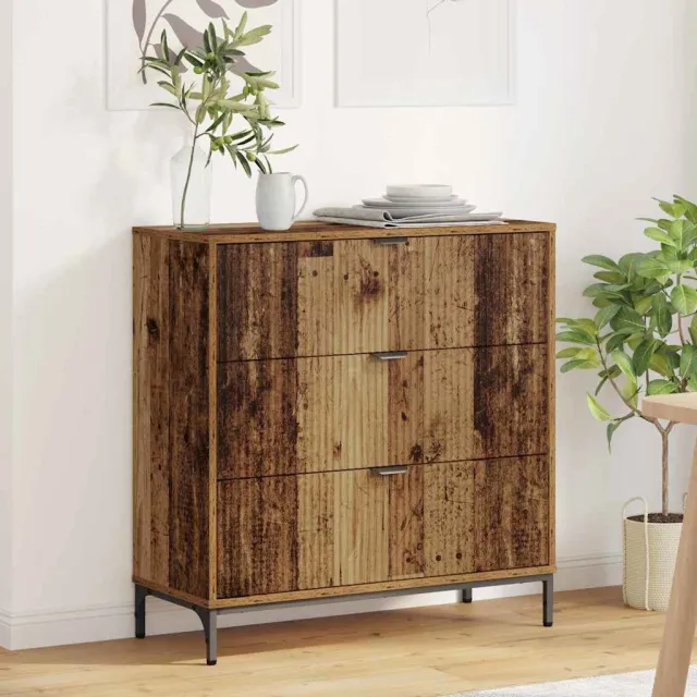 vidaXL Dressoir Oudhout 79,5 x 33 x 82 cm Bewerkt hout bruin, foto 2