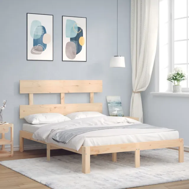vidaXL Bedframe met hoofdbord massief hout Bruin