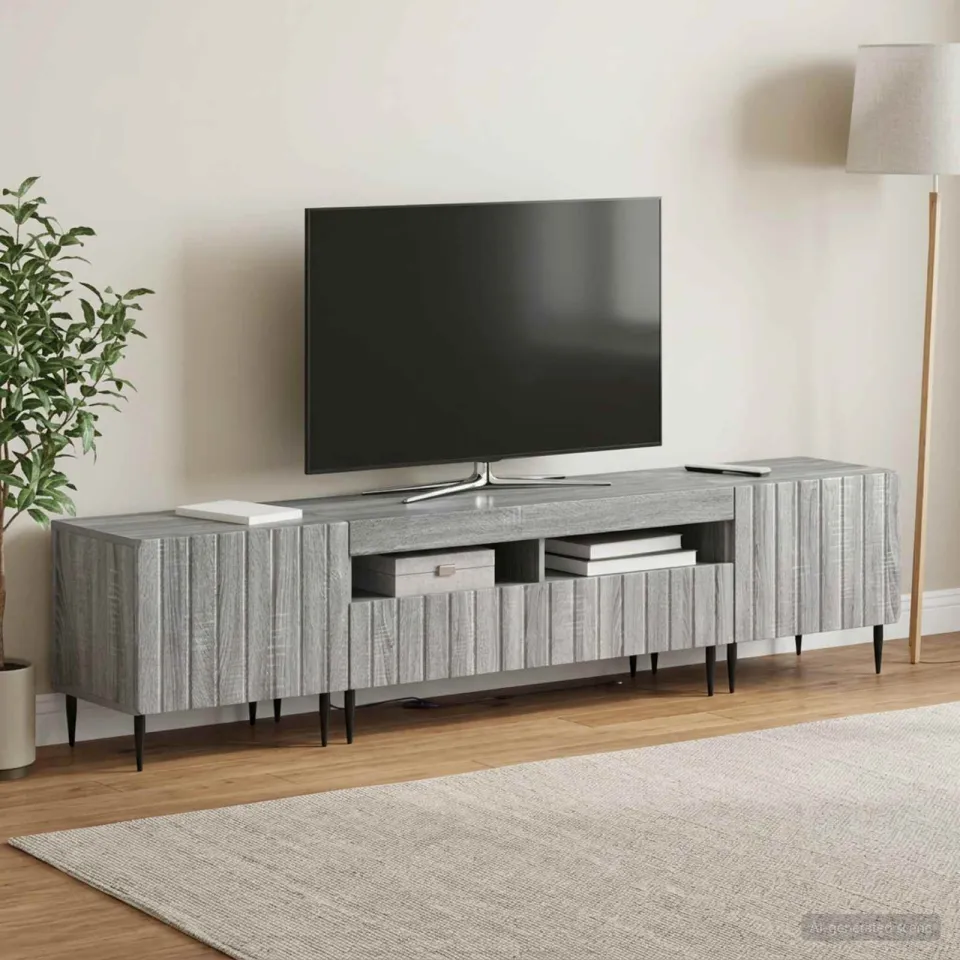 vidaXL 3-delige LED TV-kast ZWOLLE Grijs Sonoma Bewerkt hout, foto 3