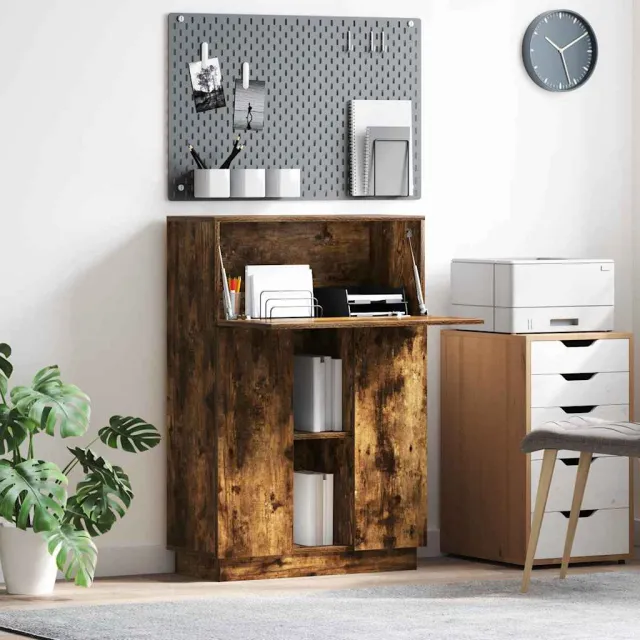 vidaXL Bureau Gerookt eiken 71,5 x 31,5 x 106,5 cm Bewerkt hout Bruin