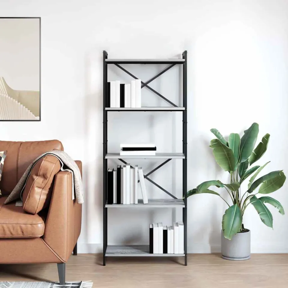 vidaXL Boekenkast 60 x 30 x 155 cm Bewerkt hout Grijs sonoma, foto 3