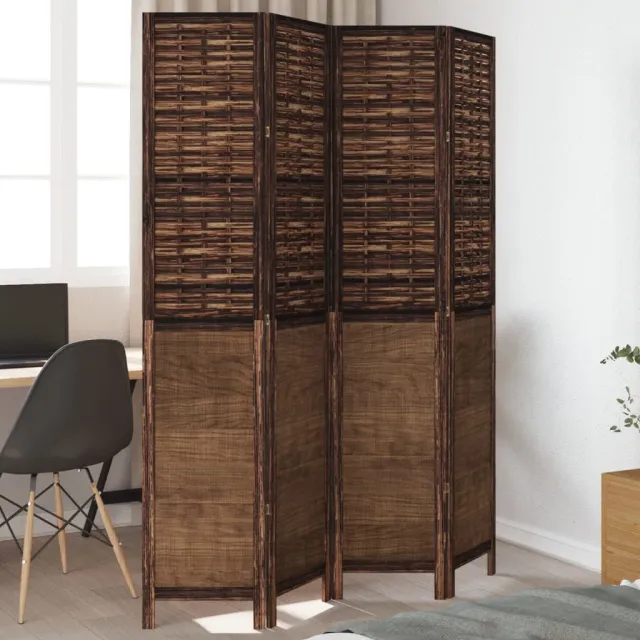 vidaXL Kamerscherm met 4 panelen massief paulowniahout donkerbruin bruin, foto 2