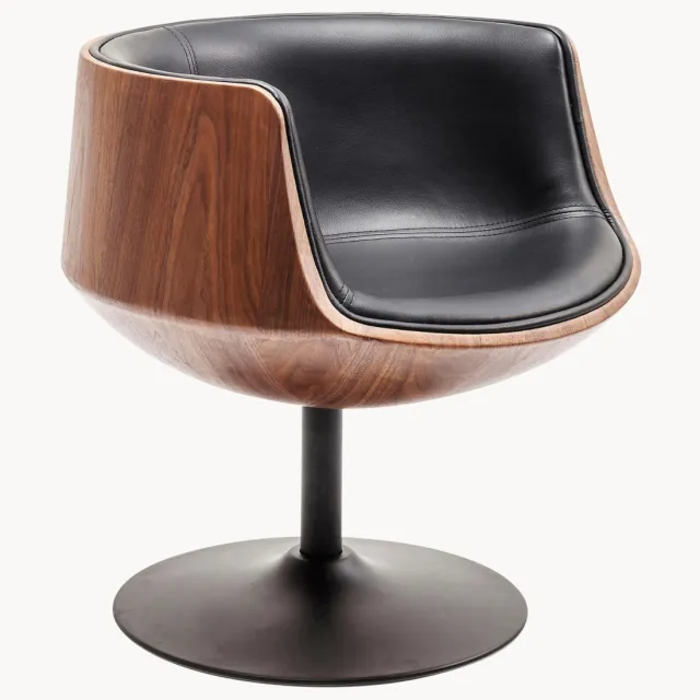 Kare Design Draaistoel Club in retro design Zwart