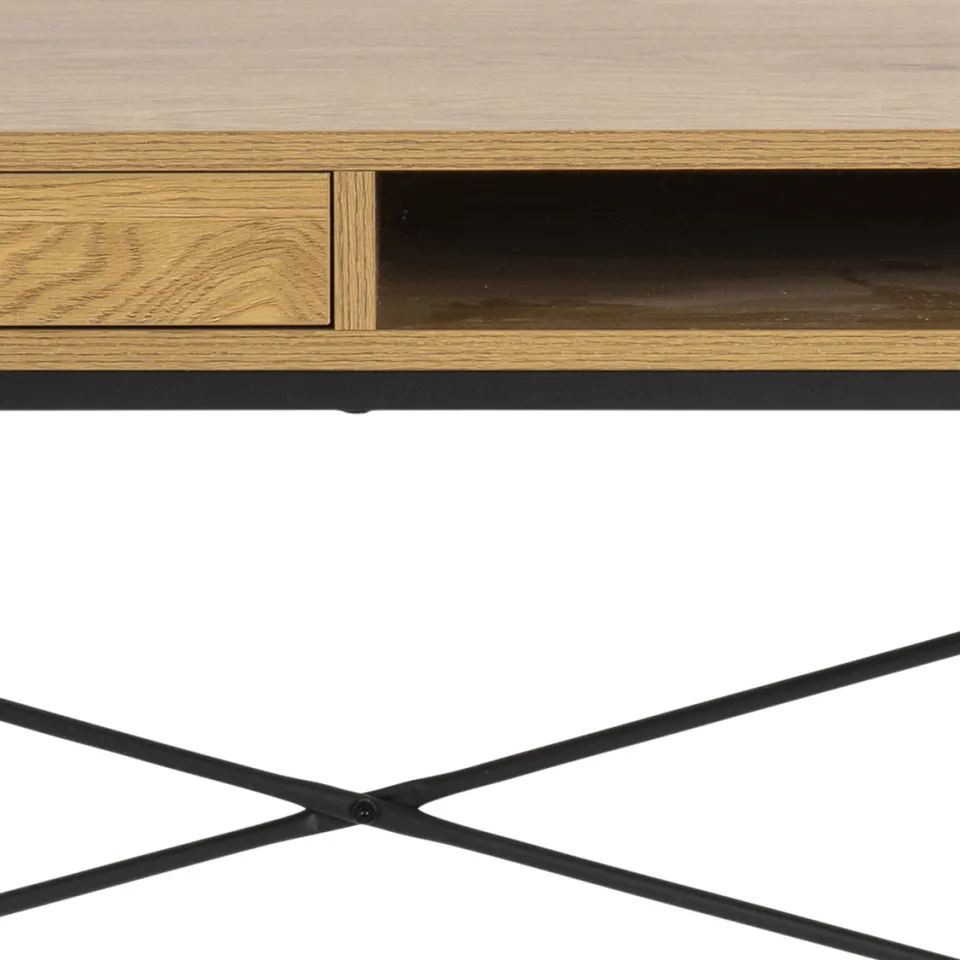 Lisomme Vic houten bureau naturel - met opbergvak - 110 x 45 cm, foto 4