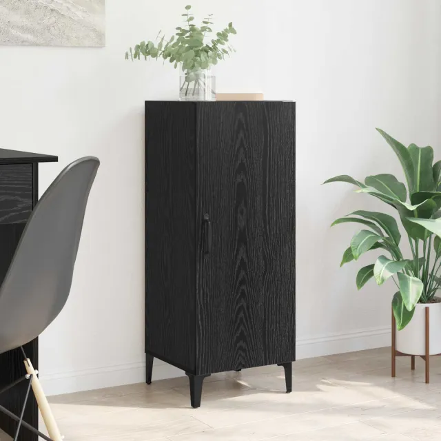 vidaXL Dressoir Zwart Eiken 34,5 x 34 x 90 cm Bewerkt hout, foto 2
