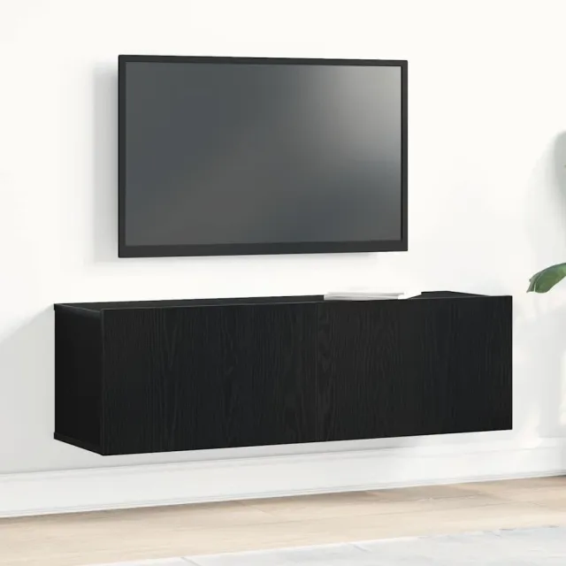 vidaXL TV-kast 100 x 30 x 30 cm Zwart Eiken Bewerkt hout