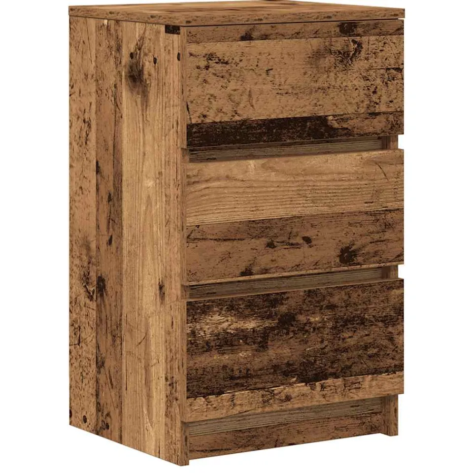 vidaXL Nachtkastje met 3 lades 39x35x65 cm oud hout Bruin
